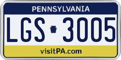 PA license plate LGS3005