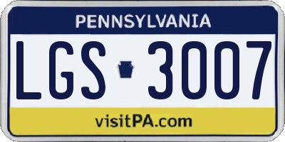 PA license plate LGS3007