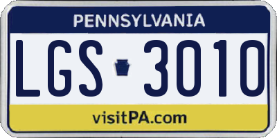 PA license plate LGS3010