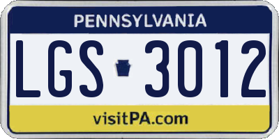 PA license plate LGS3012