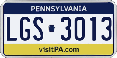 PA license plate LGS3013