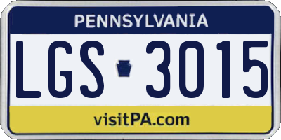 PA license plate LGS3015