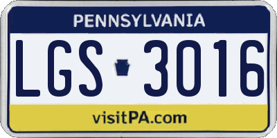 PA license plate LGS3016