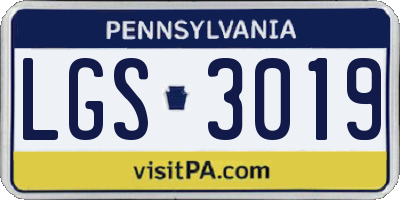 PA license plate LGS3019