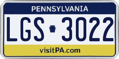 PA license plate LGS3022