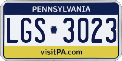 PA license plate LGS3023