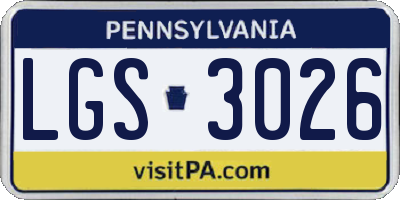 PA license plate LGS3026