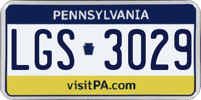 PA license plate LGS3029