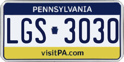 PA license plate LGS3030