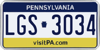PA license plate LGS3034