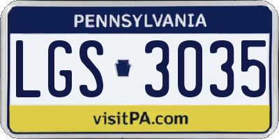 PA license plate LGS3035