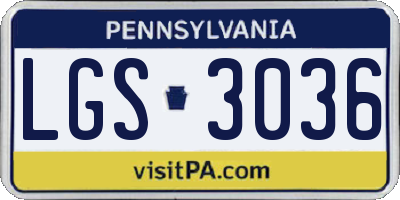 PA license plate LGS3036