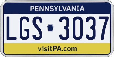 PA license plate LGS3037