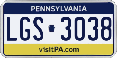 PA license plate LGS3038