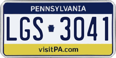 PA license plate LGS3041