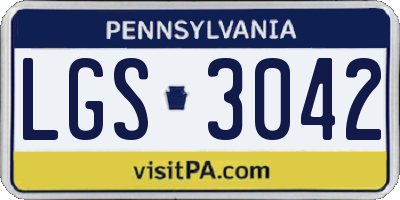 PA license plate LGS3042