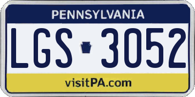 PA license plate LGS3052