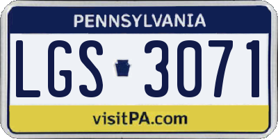 PA license plate LGS3071