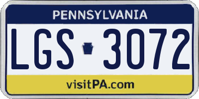 PA license plate LGS3072