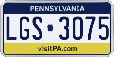 PA license plate LGS3075