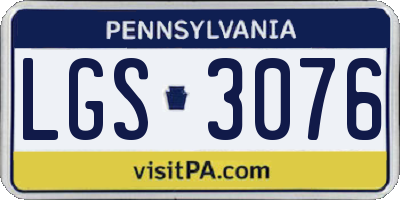 PA license plate LGS3076