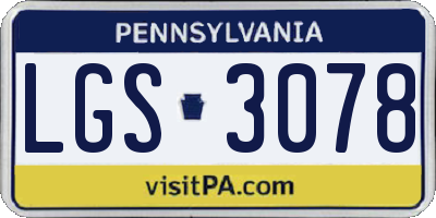 PA license plate LGS3078
