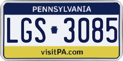 PA license plate LGS3085