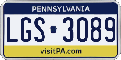 PA license plate LGS3089