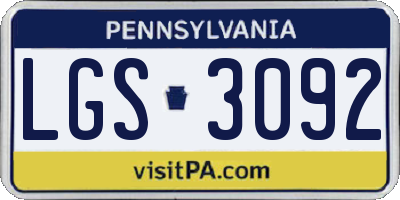 PA license plate LGS3092