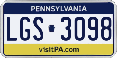 PA license plate LGS3098