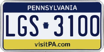PA license plate LGS3100