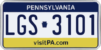 PA license plate LGS3101