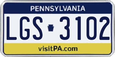 PA license plate LGS3102