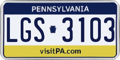 PA license plate LGS3103