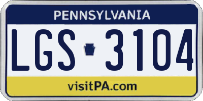PA license plate LGS3104