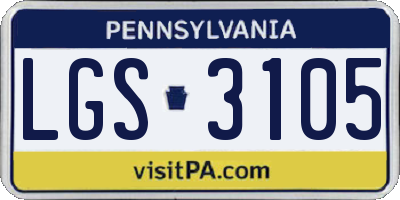 PA license plate LGS3105