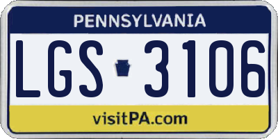 PA license plate LGS3106