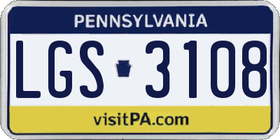 PA license plate LGS3108