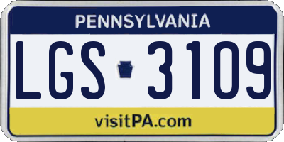 PA license plate LGS3109