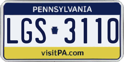 PA license plate LGS3110