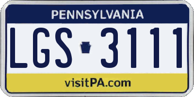 PA license plate LGS3111