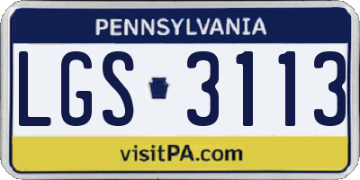 PA license plate LGS3113