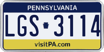 PA license plate LGS3114