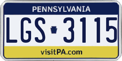 PA license plate LGS3115