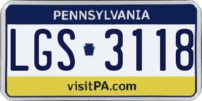 PA license plate LGS3118