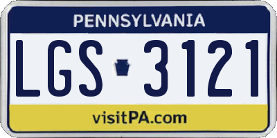 PA license plate LGS3121