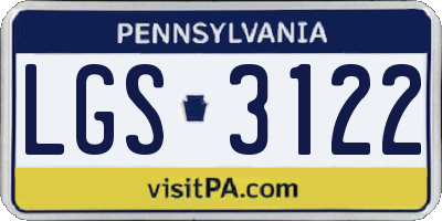 PA license plate LGS3122