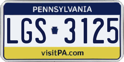 PA license plate LGS3125