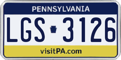 PA license plate LGS3126