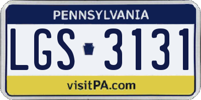 PA license plate LGS3131
